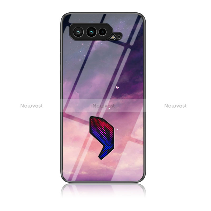 Silicone Frame Fashionable Pattern Mirror Case Cover LS1 for Asus ROG Phone 5s Purple