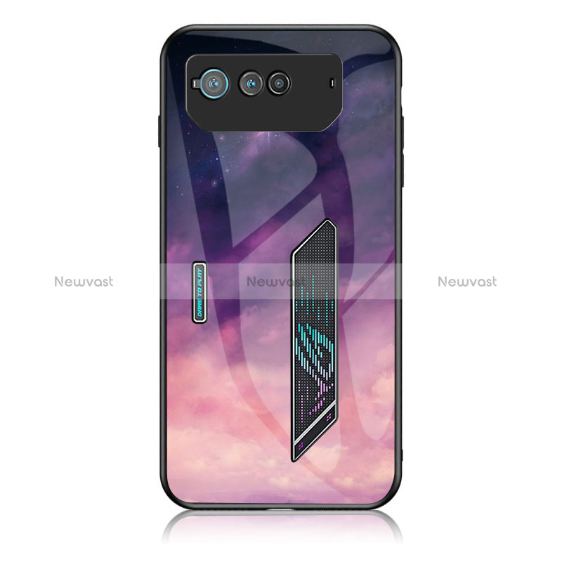 Silicone Frame Fashionable Pattern Mirror Case Cover LS1 for Asus ROG Phone 6 Pro Purple