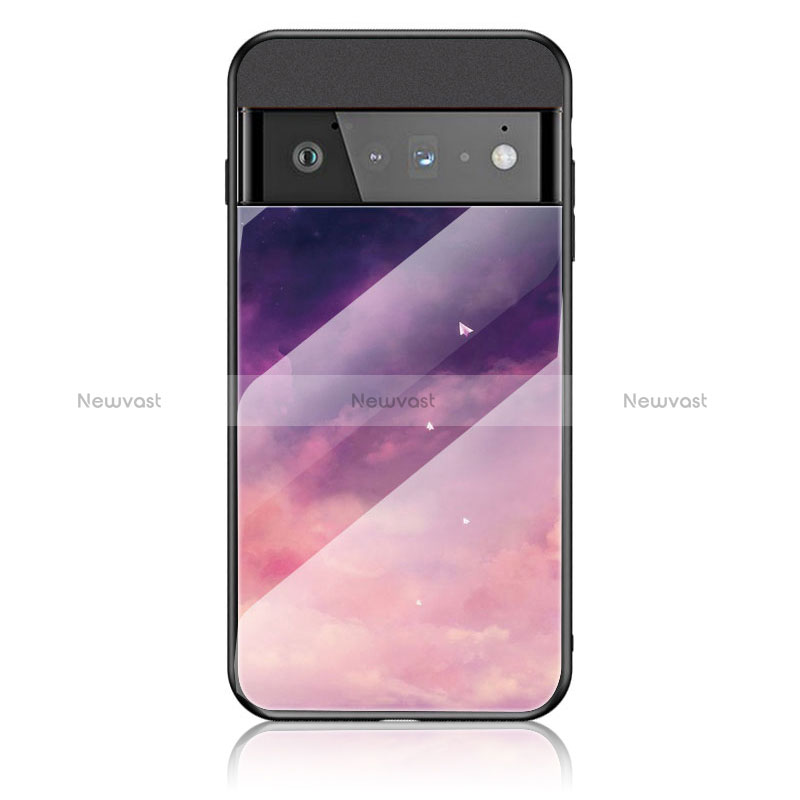 Silicone Frame Fashionable Pattern Mirror Case Cover LS1 for Google Pixel 6 Pro 5G Purple