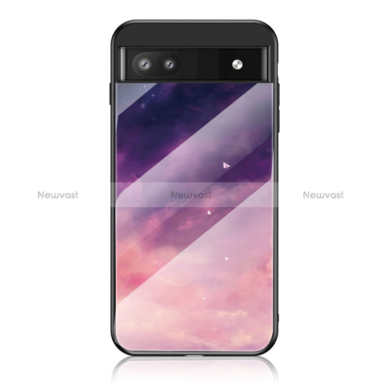 Silicone Frame Fashionable Pattern Mirror Case Cover LS1 for Google Pixel 6a 5G Purple