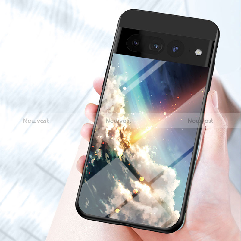 Silicone Frame Fashionable Pattern Mirror Case Cover LS1 for Google Pixel 7 Pro 5G