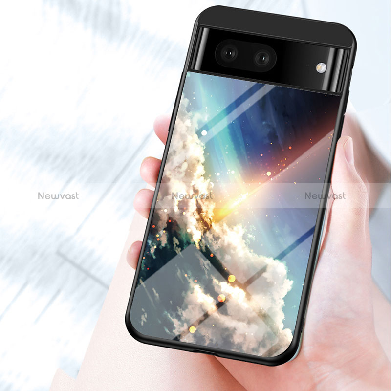 Silicone Frame Fashionable Pattern Mirror Case Cover LS1 for Google Pixel 7a 5G
