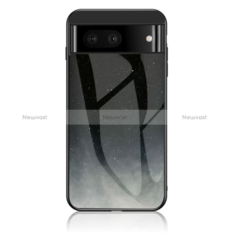 Silicone Frame Fashionable Pattern Mirror Case Cover LS1 for Google Pixel 7a 5G Gray