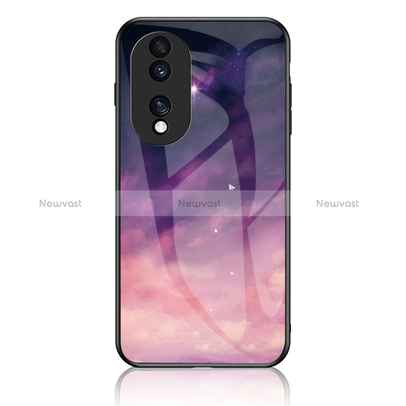 Silicone Frame Fashionable Pattern Mirror Case Cover LS1 for Huawei Honor 70 Pro+ Plus 5G Purple