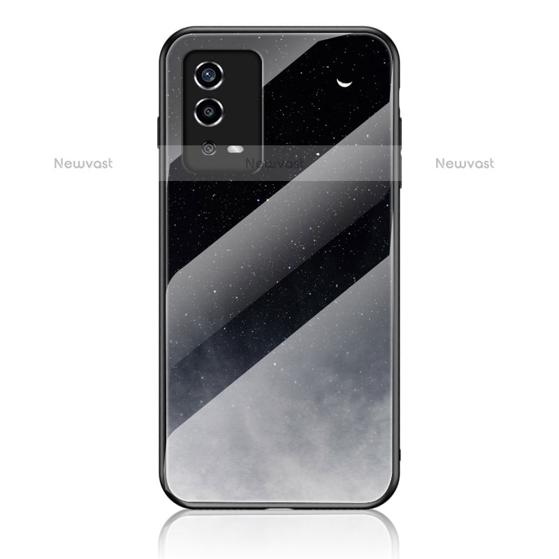 Silicone Frame Fashionable Pattern Mirror Case Cover LS1 for Oppo A55 4G Gray