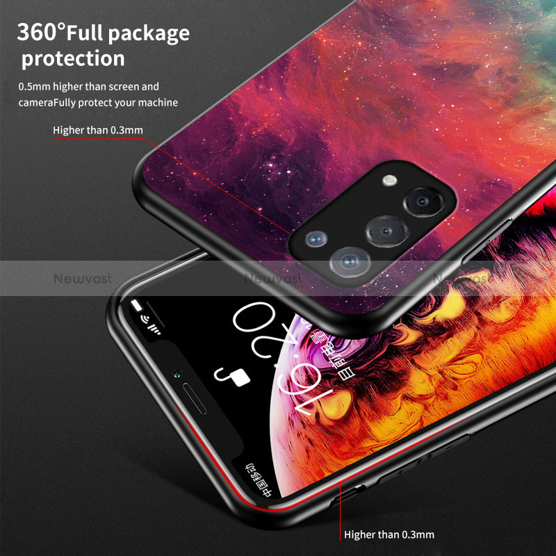Silicone Frame Fashionable Pattern Mirror Case Cover LS1 for Oppo A74 5G