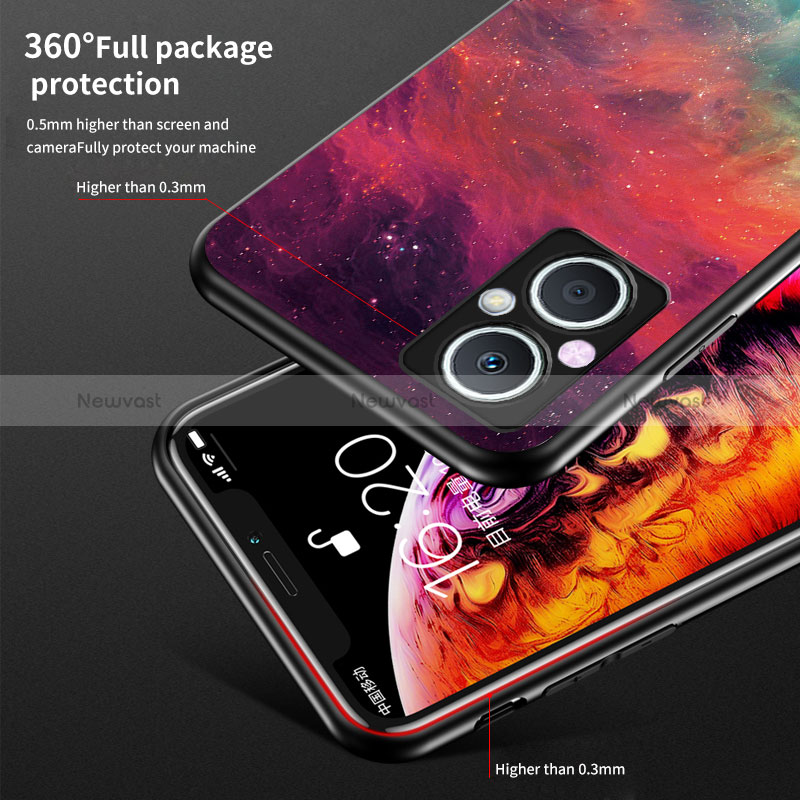 Silicone Frame Fashionable Pattern Mirror Case Cover LS1 for Oppo A96 5G