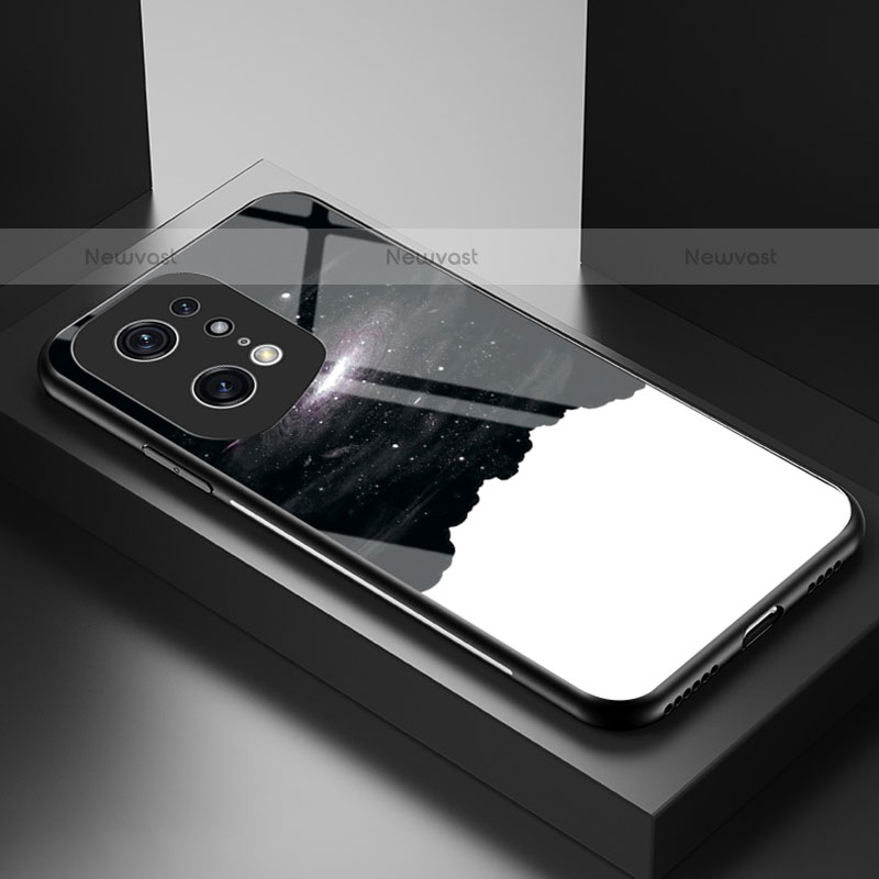 Silicone Frame Fashionable Pattern Mirror Case Cover LS1 for Oppo Find X5 Pro 5G Black