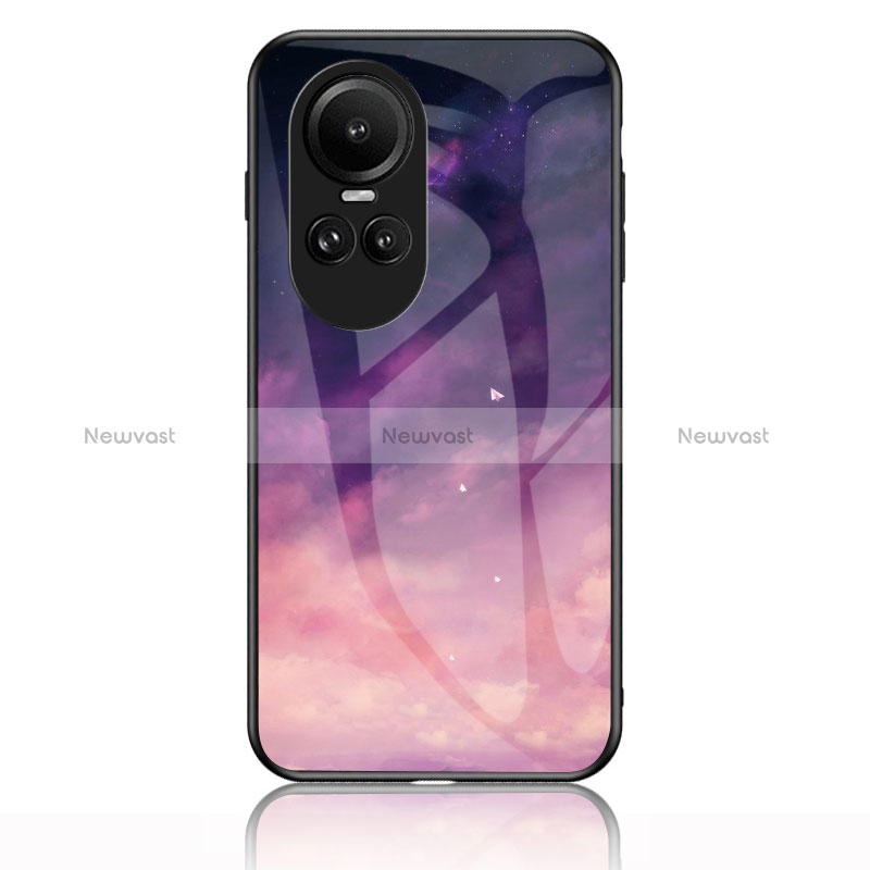 Silicone Frame Fashionable Pattern Mirror Case Cover LS1 for Oppo Reno10 5G Purple