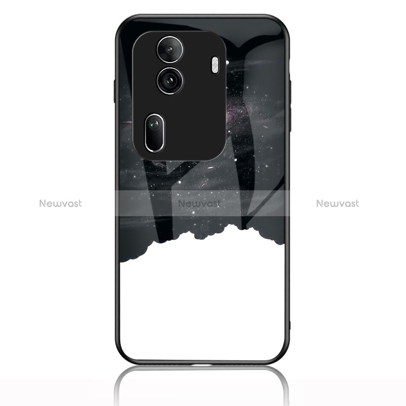 Silicone Frame Fashionable Pattern Mirror Case Cover LS1 for Oppo Reno11 Pro 5G Black