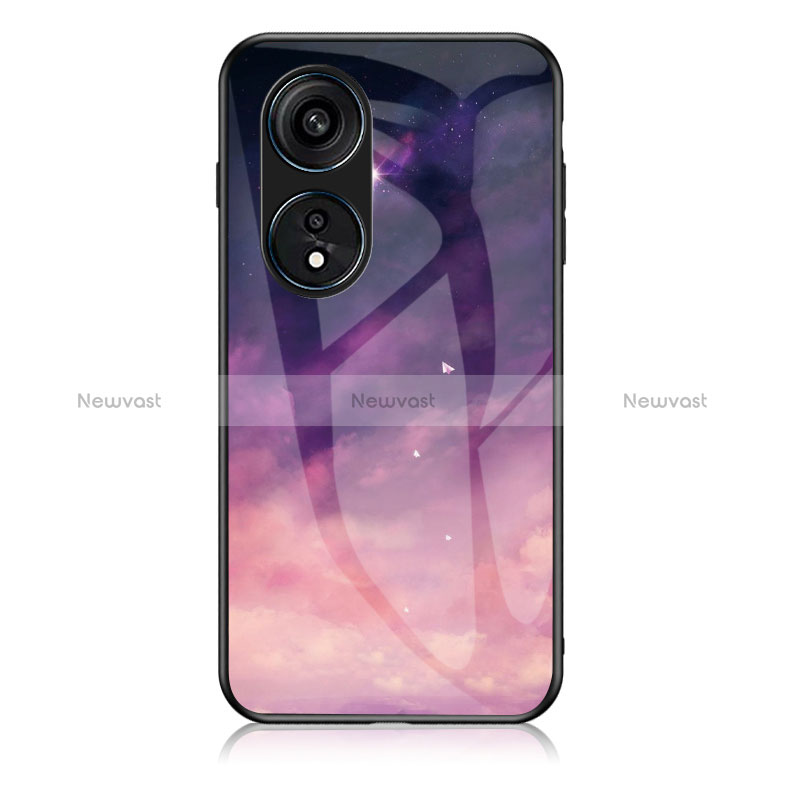 Silicone Frame Fashionable Pattern Mirror Case Cover LS1 for Oppo Reno8 T 4G Purple