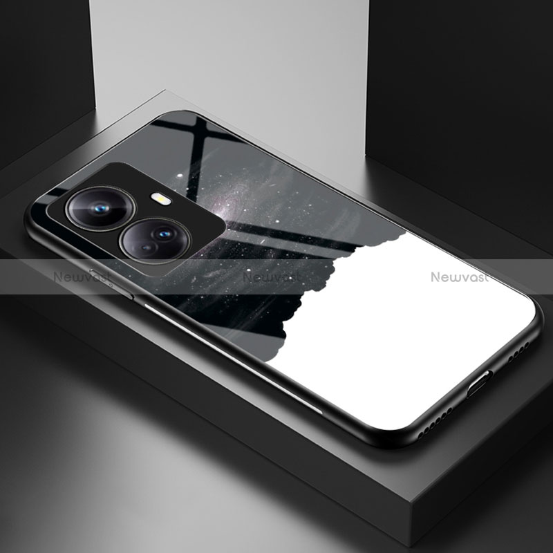 Silicone Frame Fashionable Pattern Mirror Case Cover LS1 for Realme 10 Pro+ Plus 5G Black