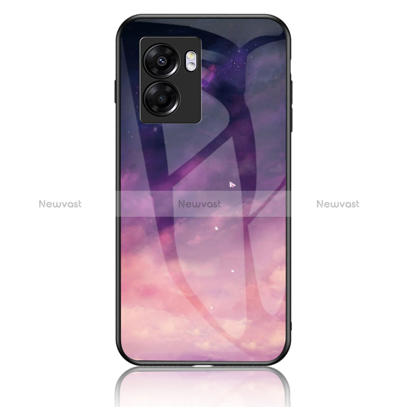 Silicone Frame Fashionable Pattern Mirror Case Cover LS1 for Realme V23i 5G Purple