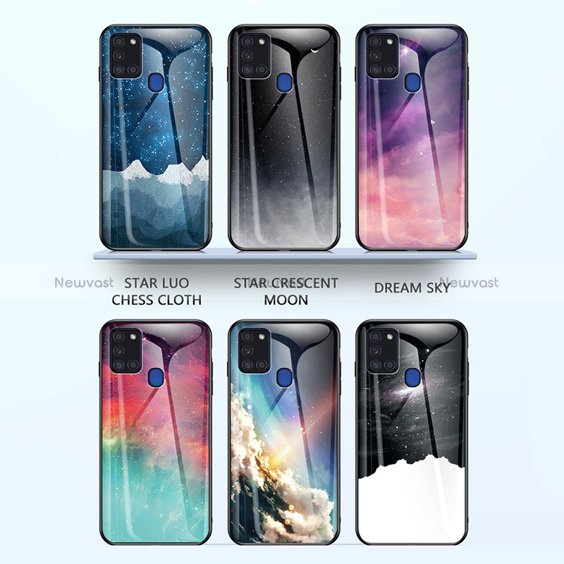 Silicone Frame Fashionable Pattern Mirror Case Cover LS1 for Samsung Galaxy A21s