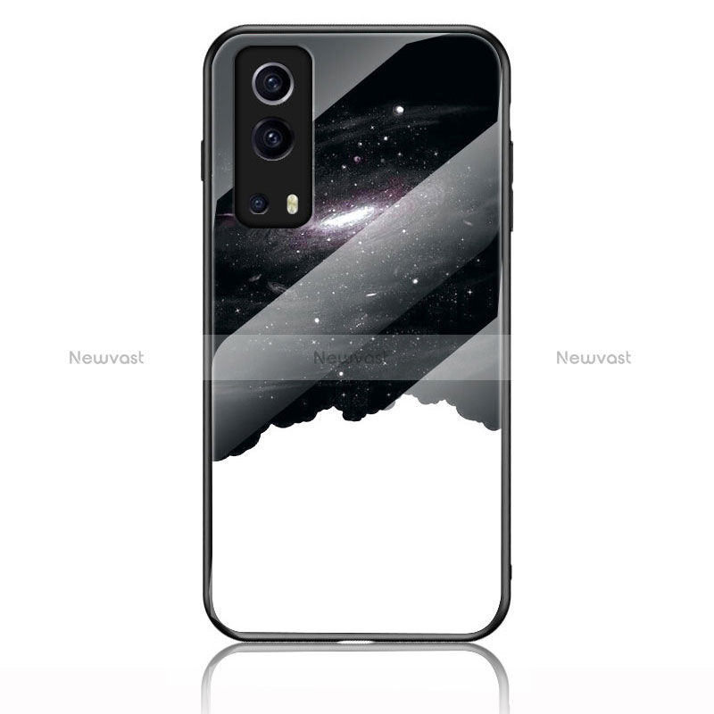 Silicone Frame Fashionable Pattern Mirror Case Cover LS1 for Vivo iQOO Z3 5G Black