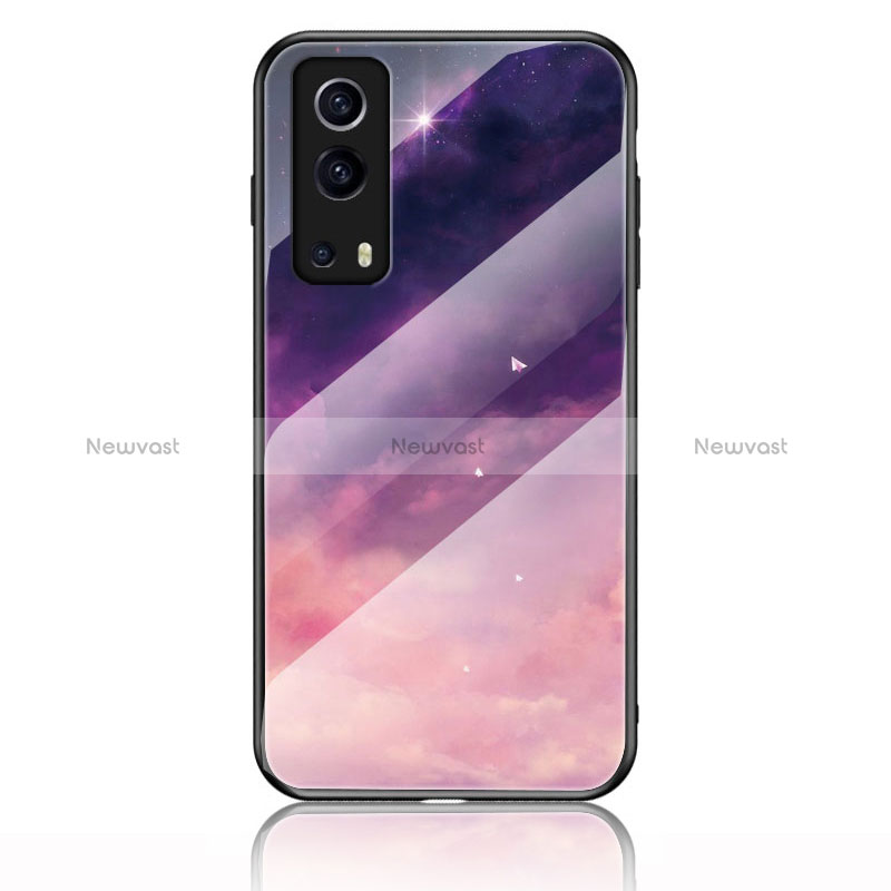 Silicone Frame Fashionable Pattern Mirror Case Cover LS1 for Vivo iQOO Z3 5G Purple