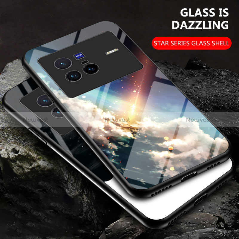 Silicone Frame Fashionable Pattern Mirror Case Cover LS1 for Vivo X80 5G