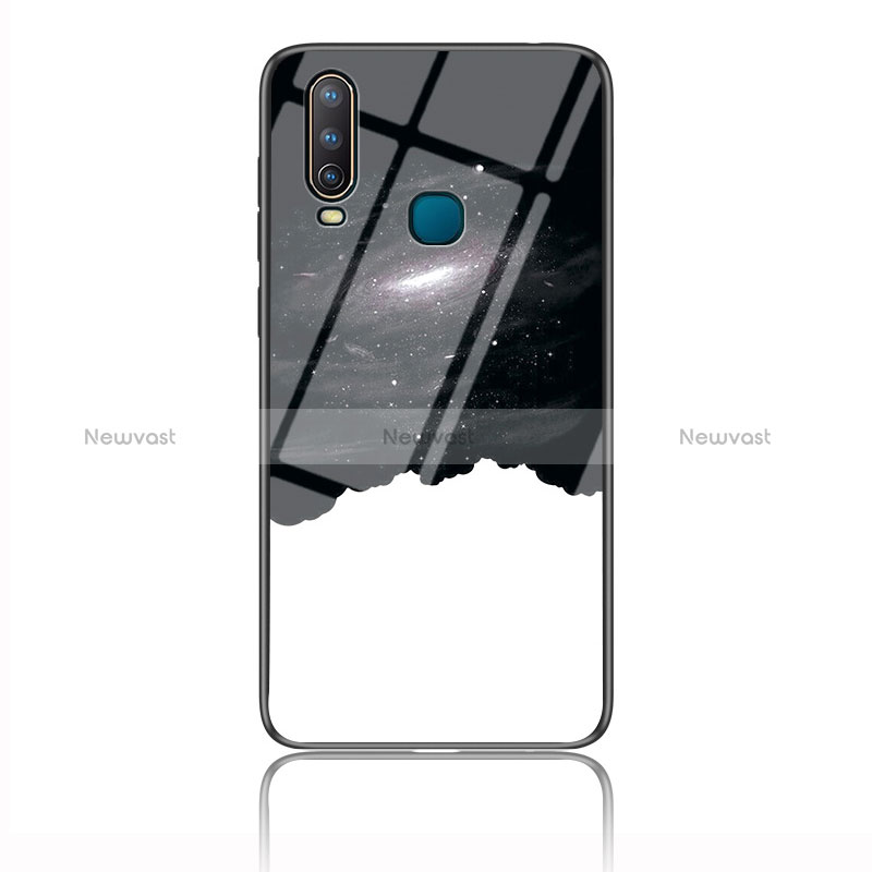 Silicone Frame Fashionable Pattern Mirror Case Cover LS1 for Vivo Y11 Black