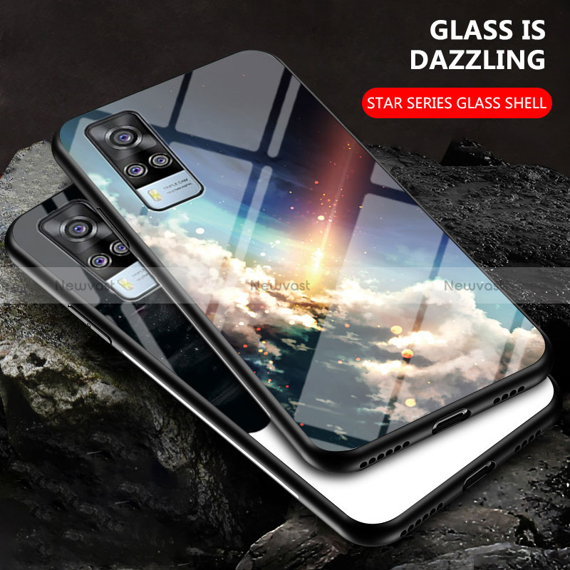 Silicone Frame Fashionable Pattern Mirror Case Cover LS1 for Vivo Y31 (2021)