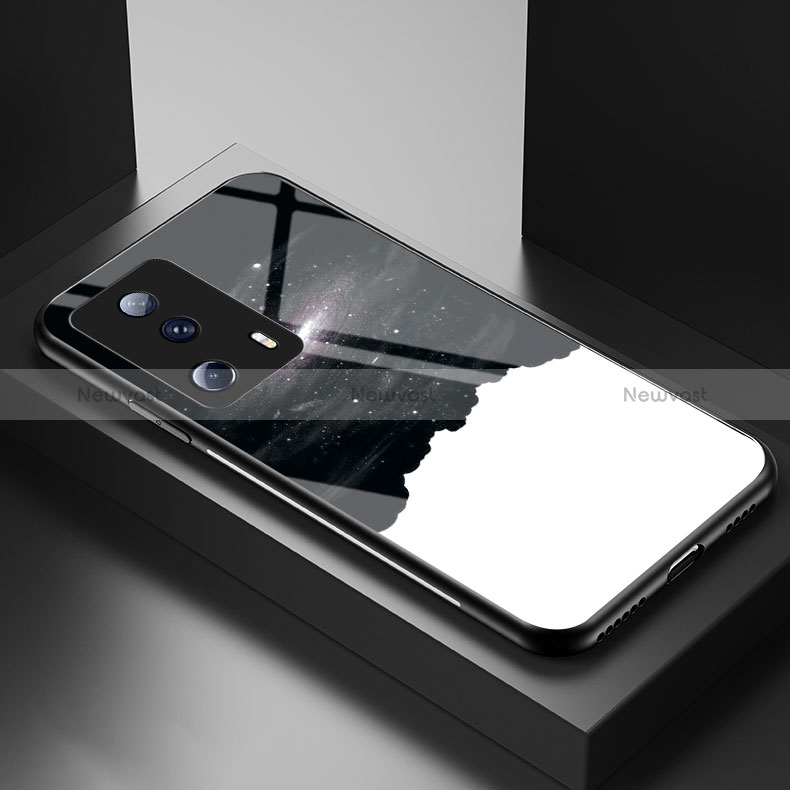 Silicone Frame Fashionable Pattern Mirror Case Cover LS1 for Xiaomi Mi 13 Lite 5G Black