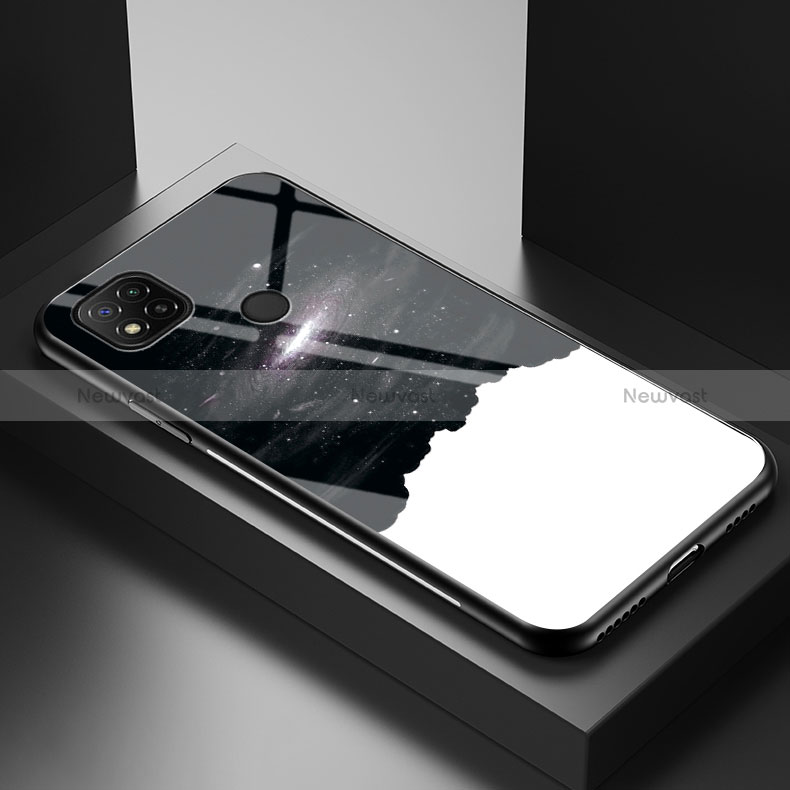 Silicone Frame Fashionable Pattern Mirror Case Cover LS1 for Xiaomi POCO C31 Black