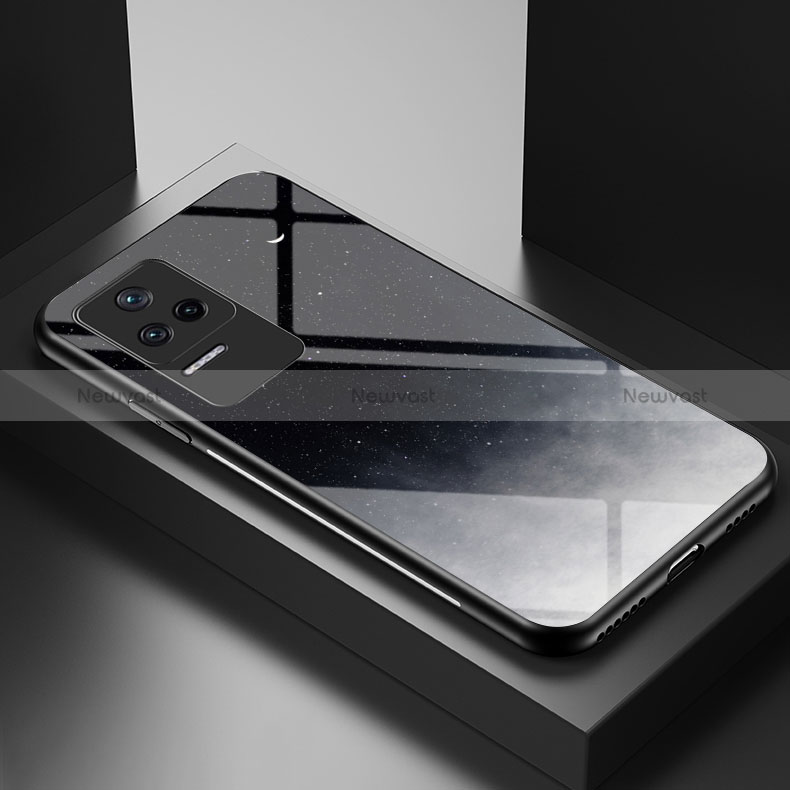 Silicone Frame Fashionable Pattern Mirror Case Cover LS1 for Xiaomi Poco F4 5G Gray