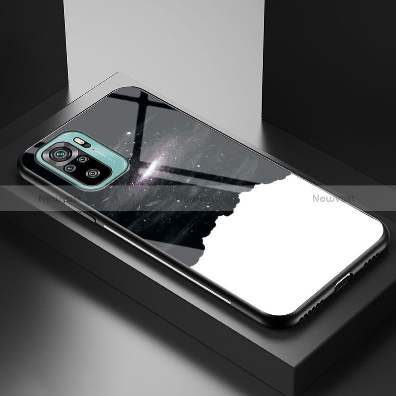 Silicone Frame Fashionable Pattern Mirror Case Cover LS1 for Xiaomi Poco M5S Black