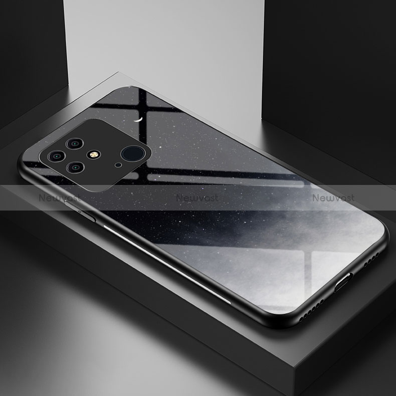 Silicone Frame Fashionable Pattern Mirror Case Cover LS1 for Xiaomi Redmi 10 India Gray