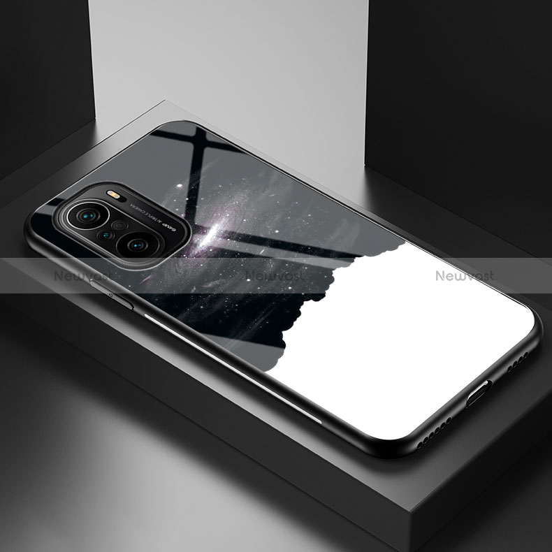 Silicone Frame Fashionable Pattern Mirror Case Cover LS1 for Xiaomi Redmi K40 Pro+ Plus 5G Black