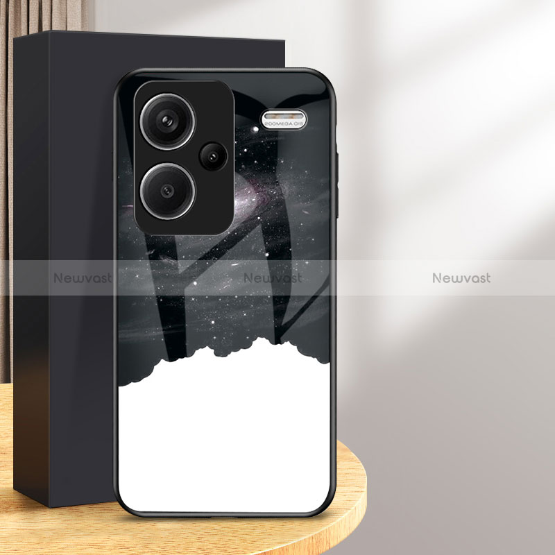 Silicone Frame Fashionable Pattern Mirror Case Cover LS1 for Xiaomi Redmi Note 13 Pro+ Plus 5G Black