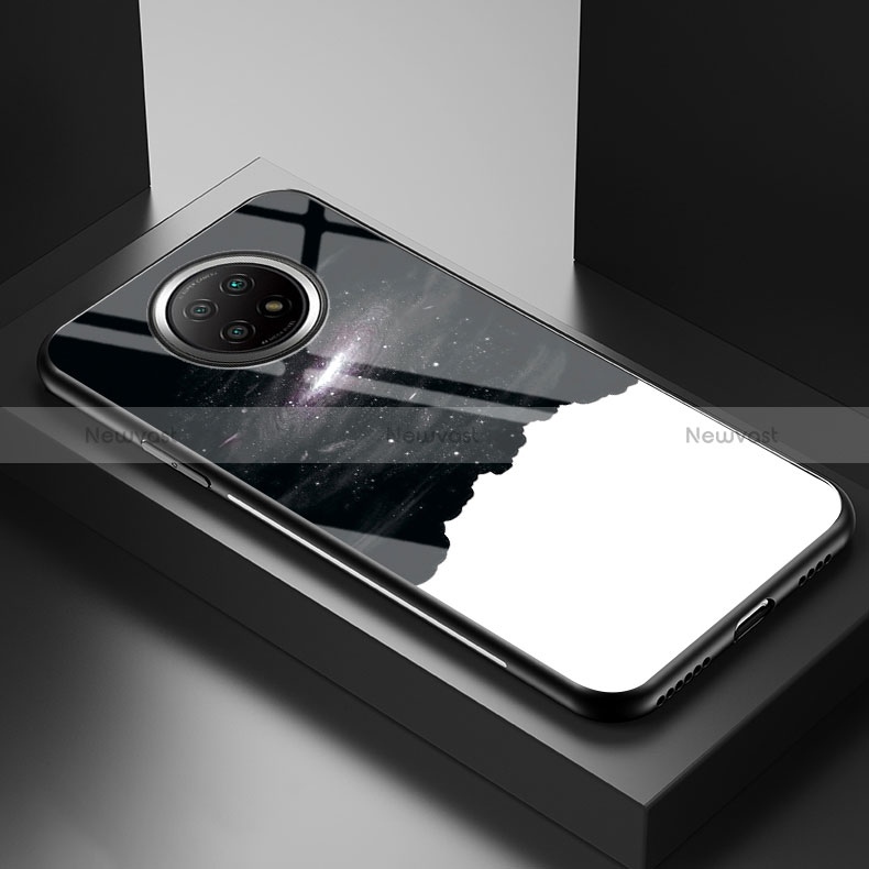 Silicone Frame Fashionable Pattern Mirror Case Cover LS1 for Xiaomi Redmi Note 9T 5G Black