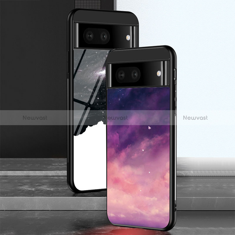 Silicone Frame Fashionable Pattern Mirror Case Cover LS2 for Google Pixel 7a 5G