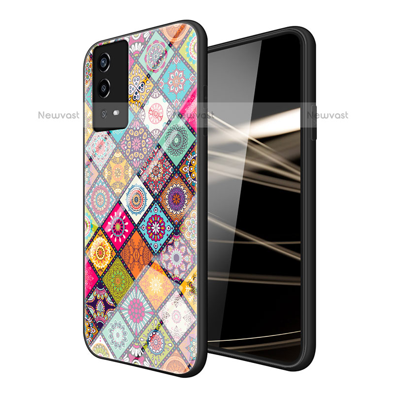 Silicone Frame Fashionable Pattern Mirror Case Cover LS2 for Oppo A55 4G