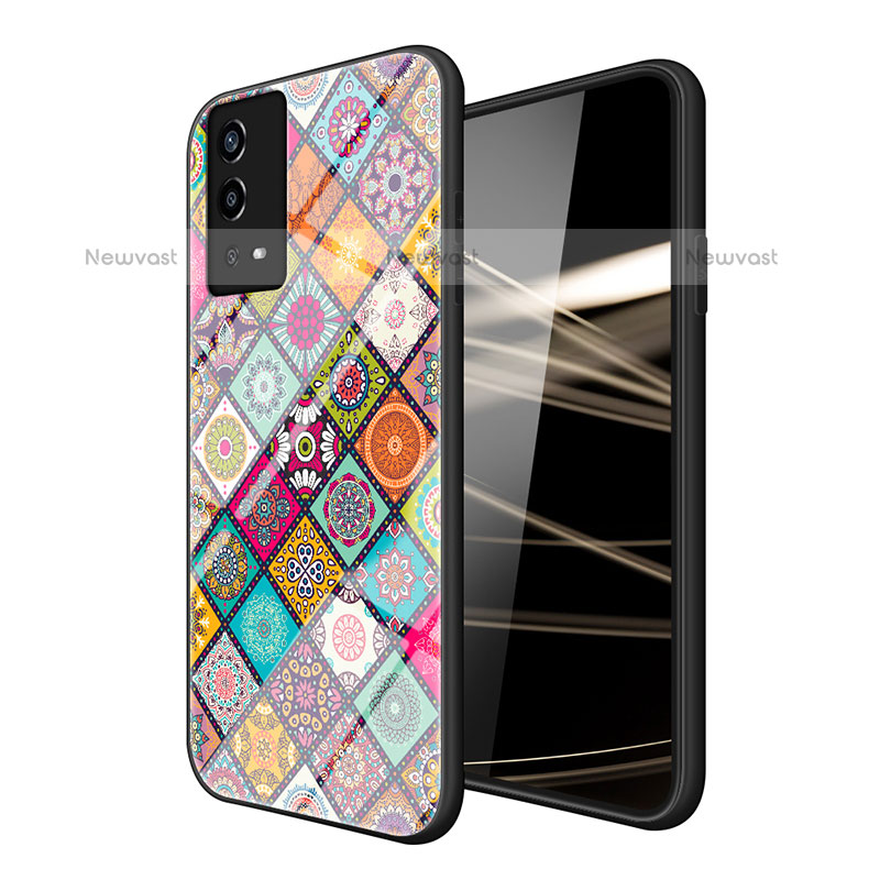 Silicone Frame Fashionable Pattern Mirror Case Cover LS2 for Oppo A55 4G Colorful