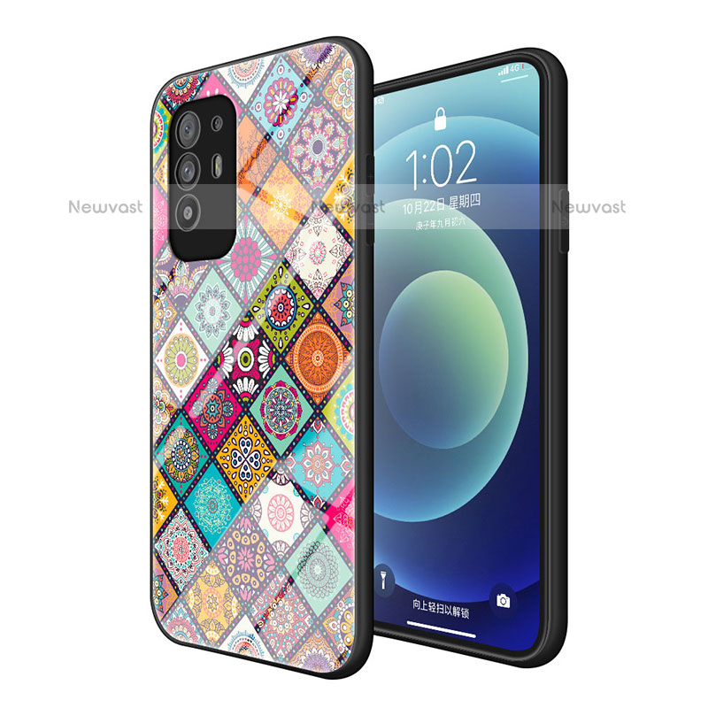 Silicone Frame Fashionable Pattern Mirror Case Cover LS2 for Oppo A94 5G Colorful