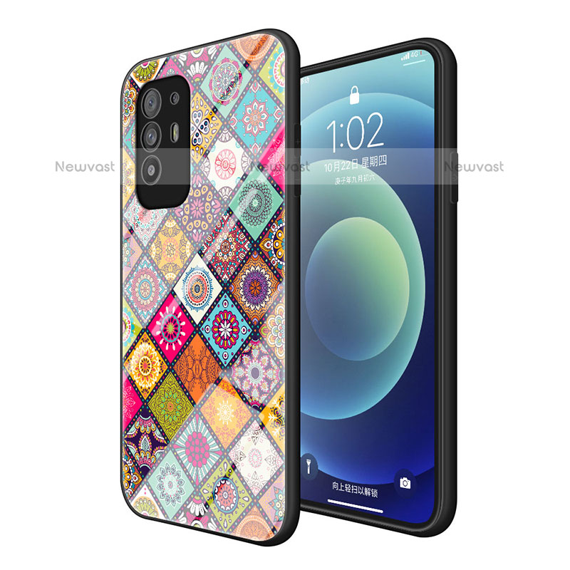 Silicone Frame Fashionable Pattern Mirror Case Cover LS2 for Oppo A94 5G Mixed