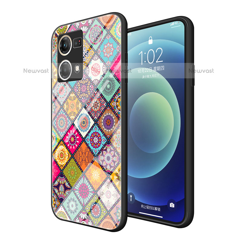 Silicone Frame Fashionable Pattern Mirror Case Cover LS2 for Oppo F21 Pro 4G Mixed