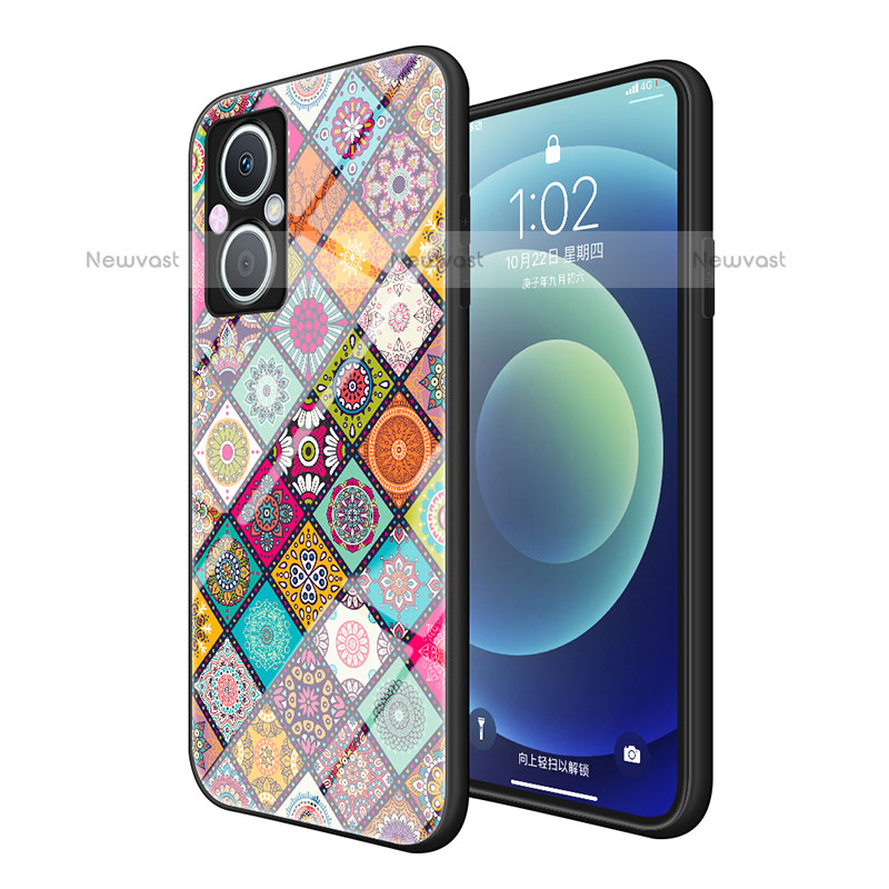 Silicone Frame Fashionable Pattern Mirror Case Cover LS2 for Oppo F21s Pro 5G