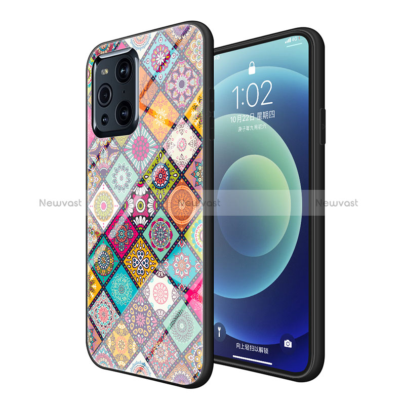 Silicone Frame Fashionable Pattern Mirror Case Cover LS2 for Oppo Find X3 5G