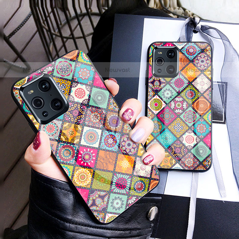 Silicone Frame Fashionable Pattern Mirror Case Cover LS2 for Oppo Find X3 Pro 5G