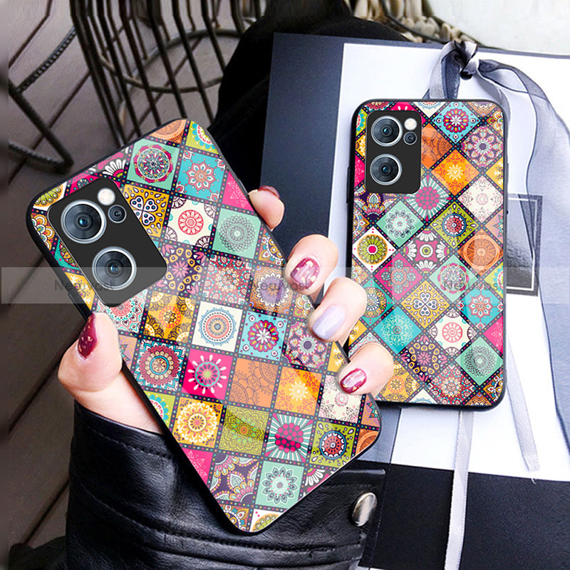 Silicone Frame Fashionable Pattern Mirror Case Cover LS2 for Oppo Find X5 Lite 5G