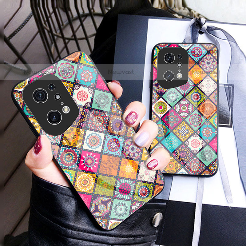 Silicone Frame Fashionable Pattern Mirror Case Cover LS2 for Oppo Find X5 Pro 5G