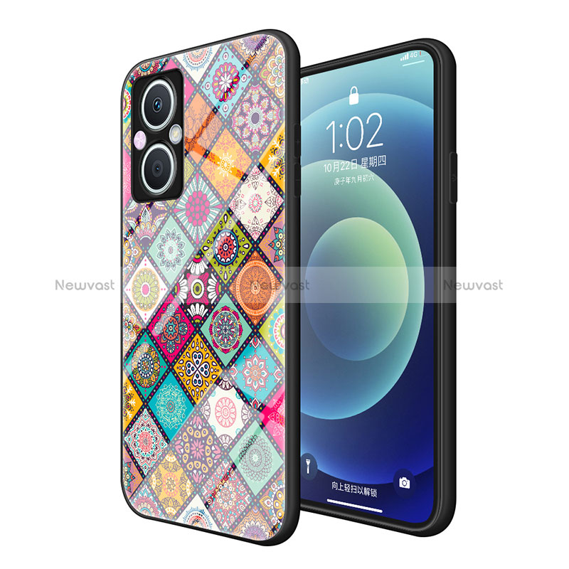 Silicone Frame Fashionable Pattern Mirror Case Cover LS2 for Oppo Reno8 Lite 5G