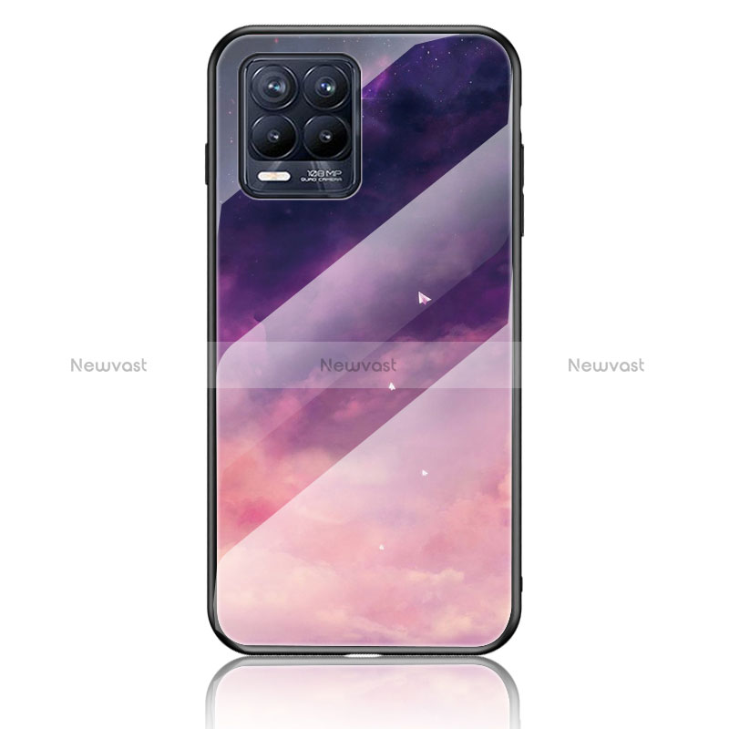 Silicone Frame Fashionable Pattern Mirror Case Cover LS2 for Realme 8 4G Purple