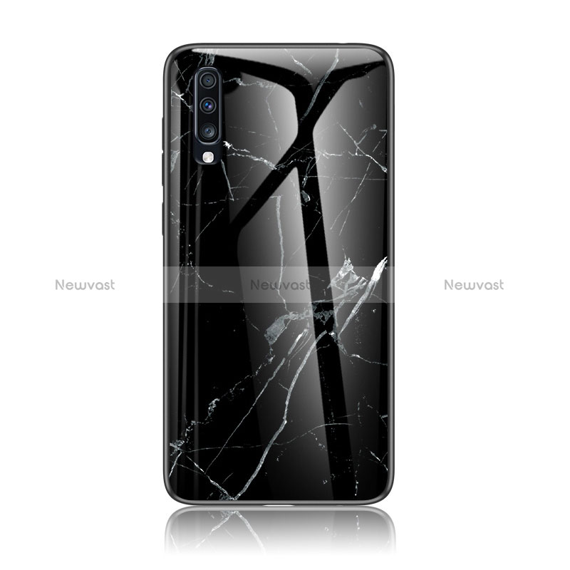 Silicone Frame Fashionable Pattern Mirror Case Cover LS2 for Samsung Galaxy A70S Black