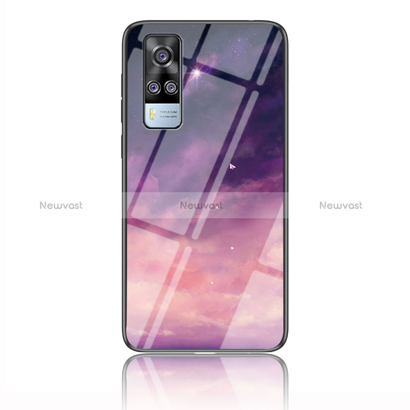 Silicone Frame Fashionable Pattern Mirror Case Cover LS2 for Vivo Y31 (2021) Purple