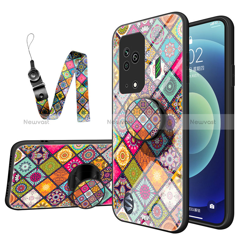 Silicone Frame Fashionable Pattern Mirror Case Cover LS2 for Xiaomi Black Shark 5 5G Colorful