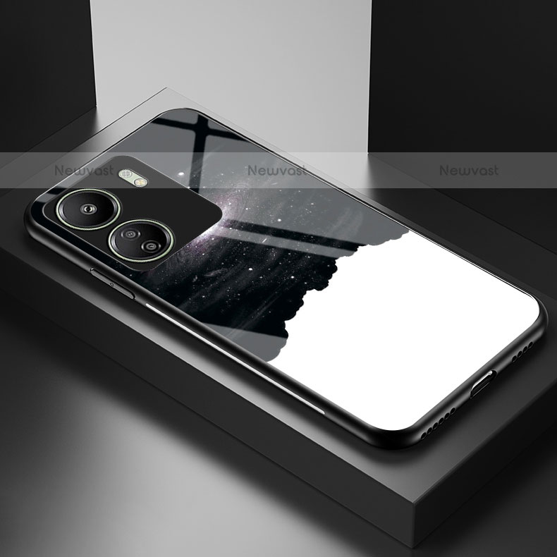 Silicone Frame Fashionable Pattern Mirror Case Cover LS2 for Xiaomi Poco C65 Black