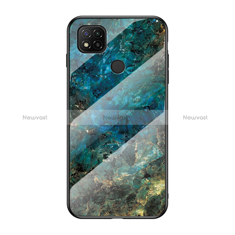 Silicone Frame Fashionable Pattern Mirror Case Cover LS2 for Xiaomi Redmi 9 India Blue