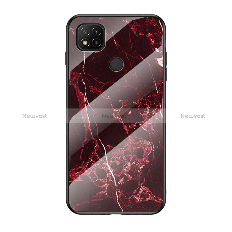Silicone Frame Fashionable Pattern Mirror Case Cover LS2 for Xiaomi Redmi 9 India Red